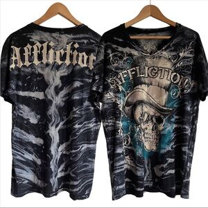 Affliction Live Fast MMA Biker Rock Distressed T-Shirt Men’s Size M Black